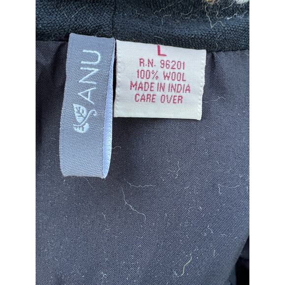 Anu 100% Wool Embroidered Art to Wear Open Style Size L Cardigan A000213 - Picture 7 of 8